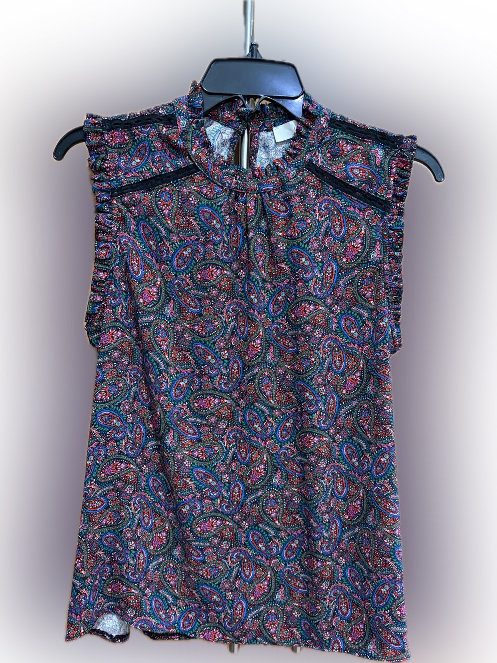 LOFT Multicolor Paisley Ruffle Neck Sleeveless Top MP